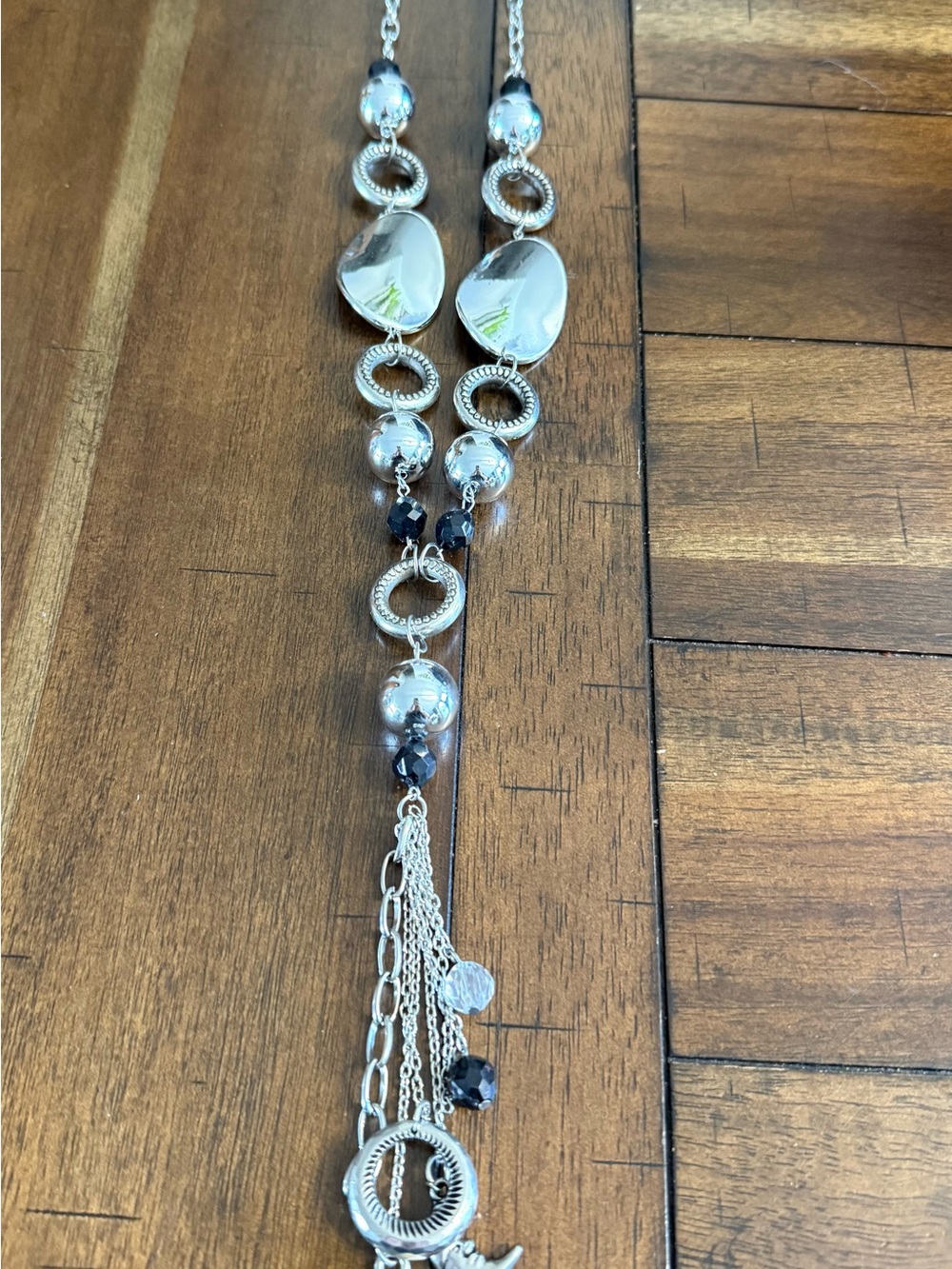 paparazzi Silver Tone Pendant Necklace with Black Beads and Earrings